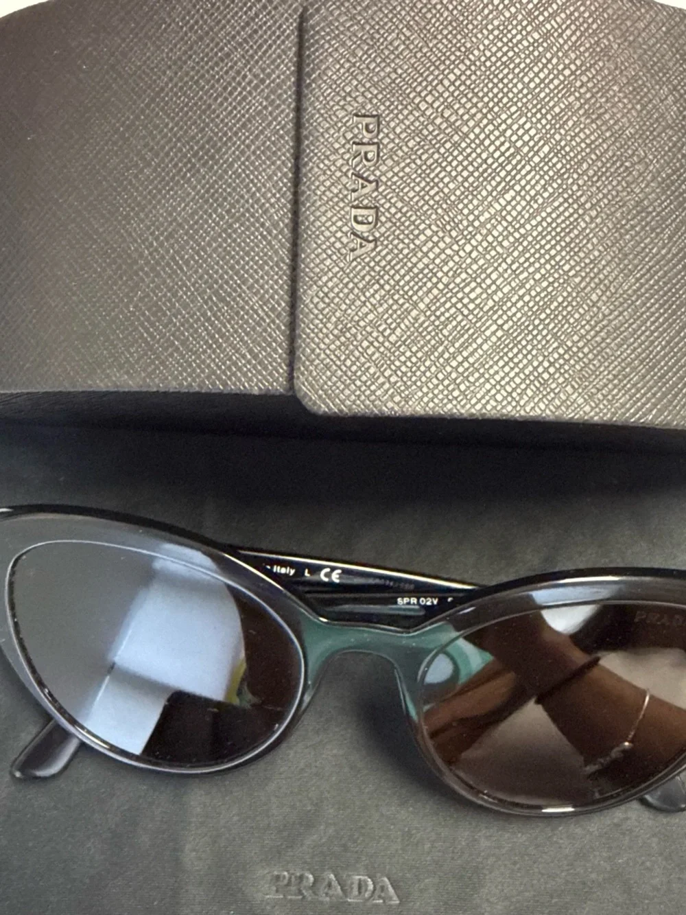 Prada Black Gloss Cat-Eye Sunglasses